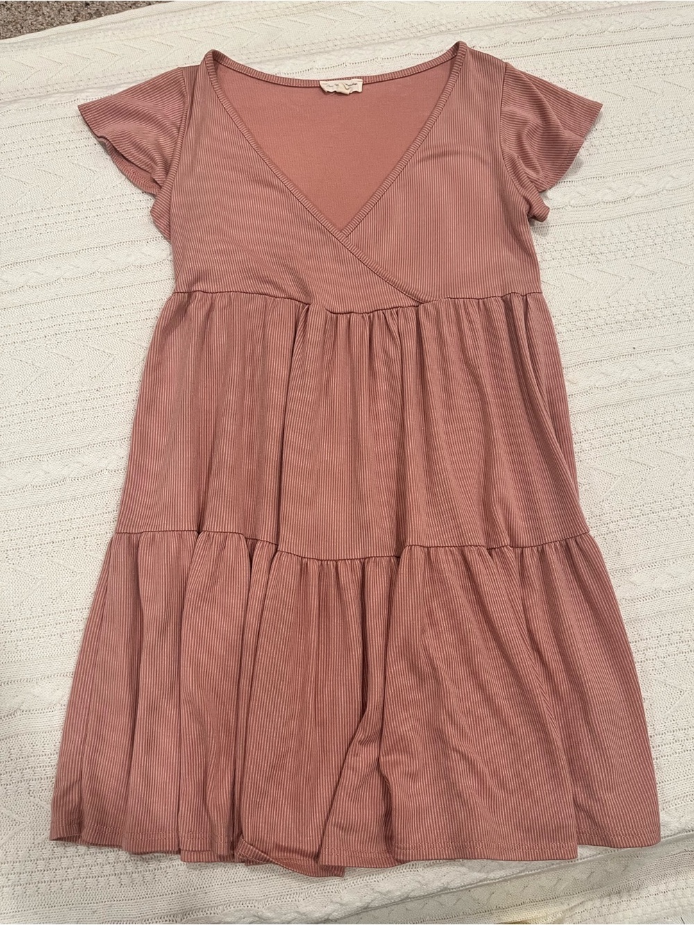 See You Monday Ribbed Tiered Babydoll Mini Dress-Medium